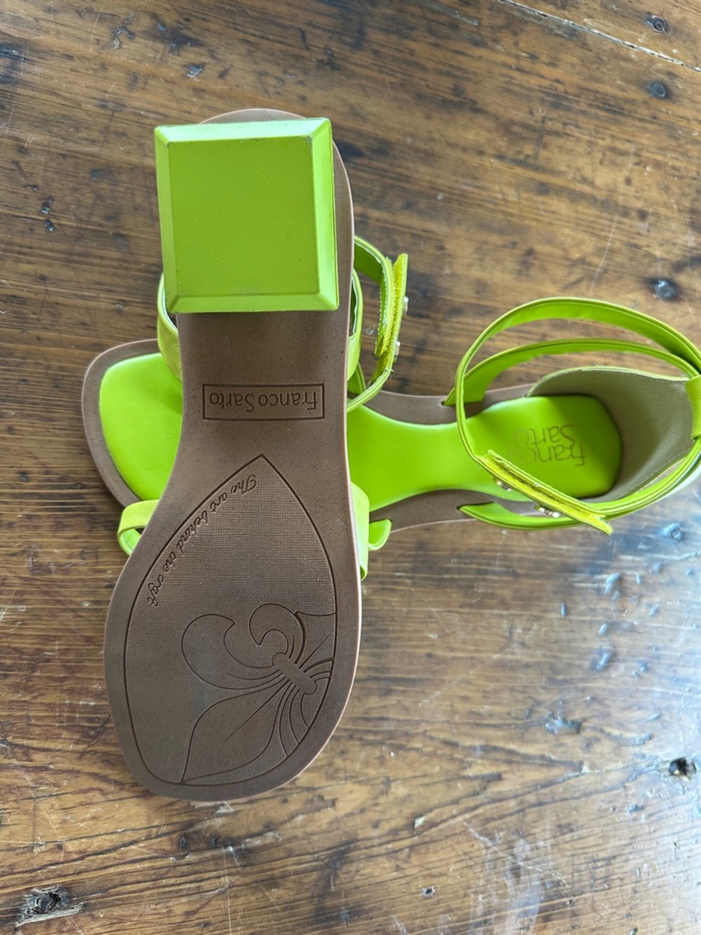 Franco Sarto Neon Lime Ankle-Strap Sandals - Picture 2 of 5